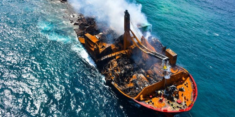 Marine life is threatened after a chemical cargo ship sinks off Sri lanka.