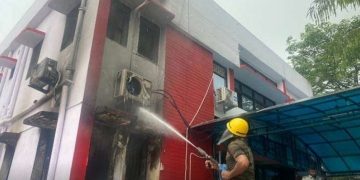 Fire breaks out at Bihar’s minor irrigation minister Santosh Kumar Suman’s official residence.