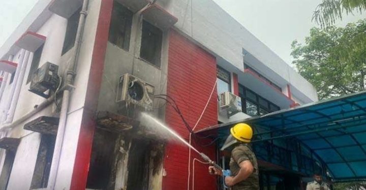 Fire breaks out at Bihar’s minor irrigation minister Santosh Kumar Suman’s official residence.