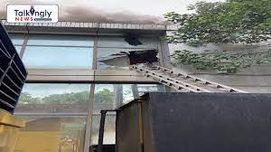 Fire breaks out at a building in Delhi’s Safdarjung Airport.