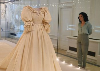 Princess Diana’s wedding dress is the lead attraction of the royal fashion exhibit .