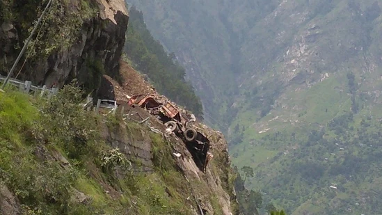 A Landslide in Kinnaur left Bus Wreckage Reaching over 100 meters