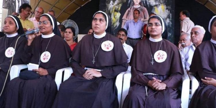 Nuns in Kerala staging a walkout in protest of a priest’s anti-Muslim remarks