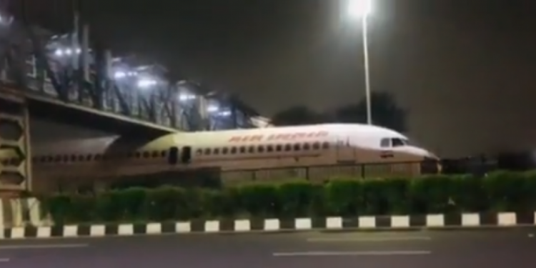 Viral Video: A plane from Air India gets stuck under a bridge near the Delhi Airport