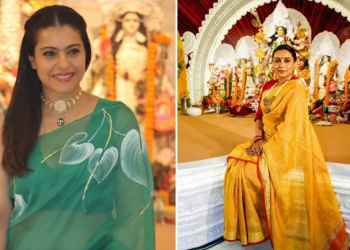 Kajol returns to the Durga Puja pandal with Rani Mukerji, as well as Sumona Chakravarti