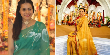 Kajol returns to the Durga Puja pandal with Rani Mukerji, as well as Sumona Chakravarti