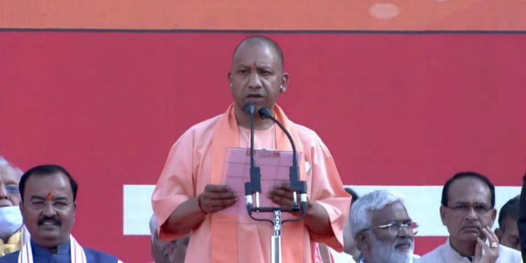 Adityanath Swores As The New UP Chief Minister, Modi Shares Stage