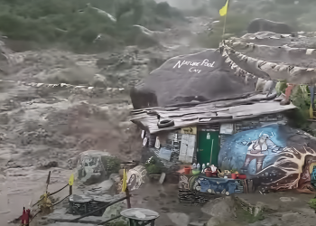 Himachal Pradesh during heavy monsoon rains causing Ffood