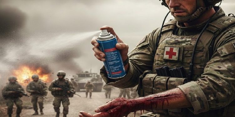 Spray on the Wound, Bleeding Stops Instantly